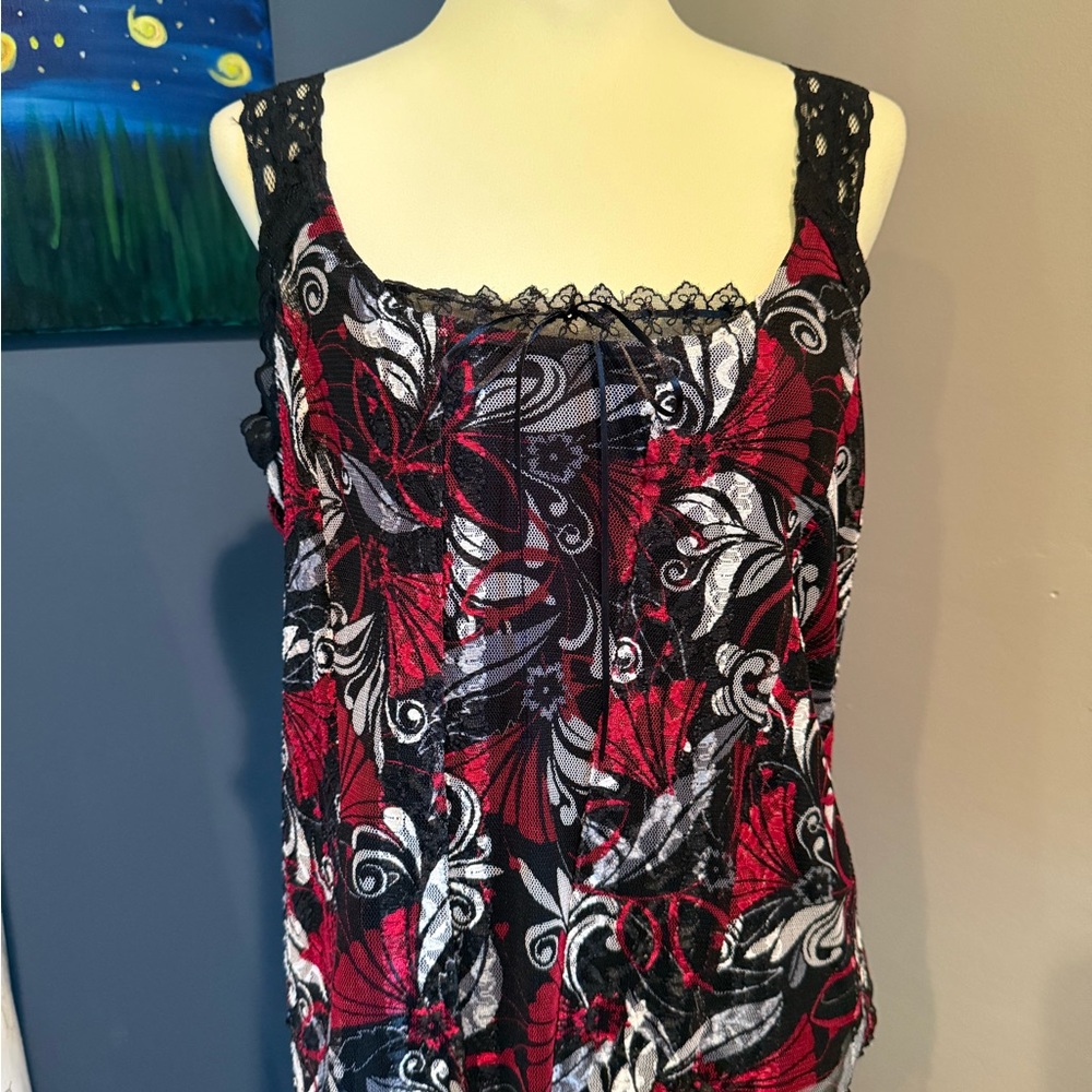 Studio 1940 Red and Black Sleeveless Camisole